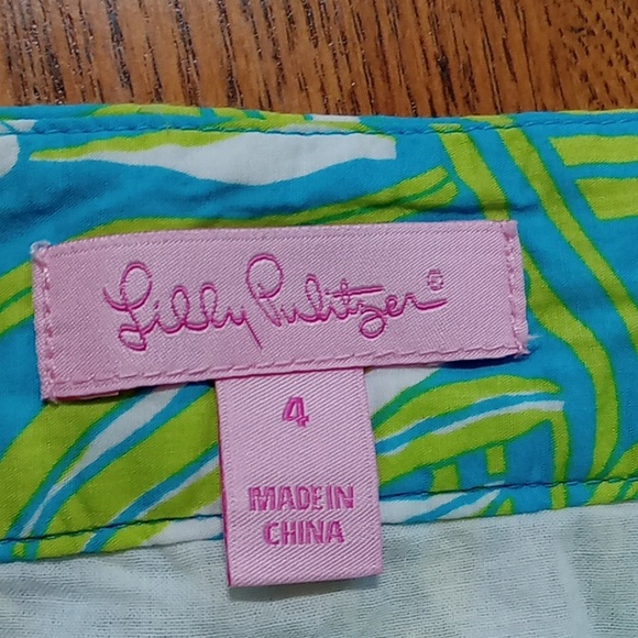 LILLY PULITZER Womens 4 FLORAL SKIRT Used Preowned COTTON FLOWERS Summer Seaweed - Picture 9 of 10